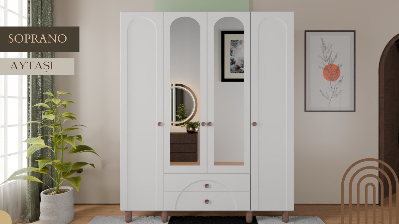 Soprano 4 Kapaklı Dolap