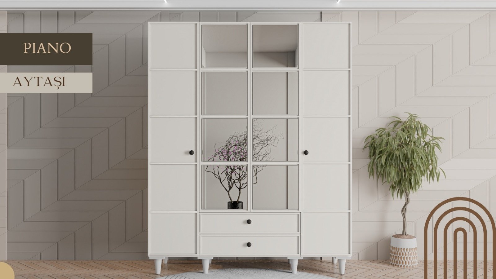 Piano 4 Kapaklı Dolap