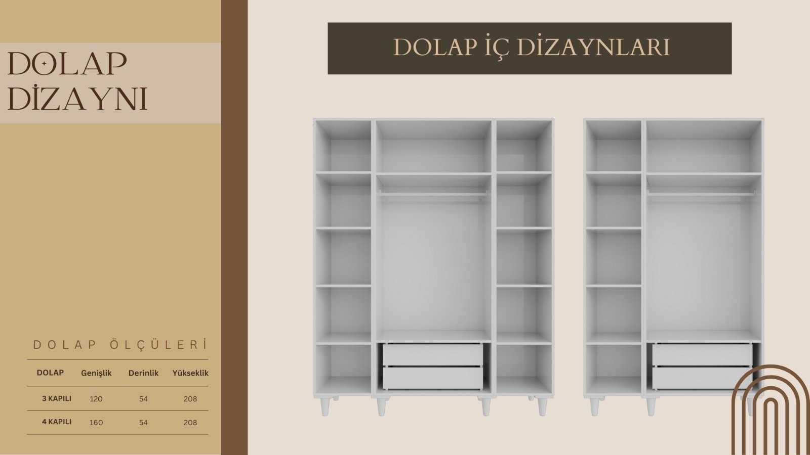 Piano 4 Kapaklı Dolap