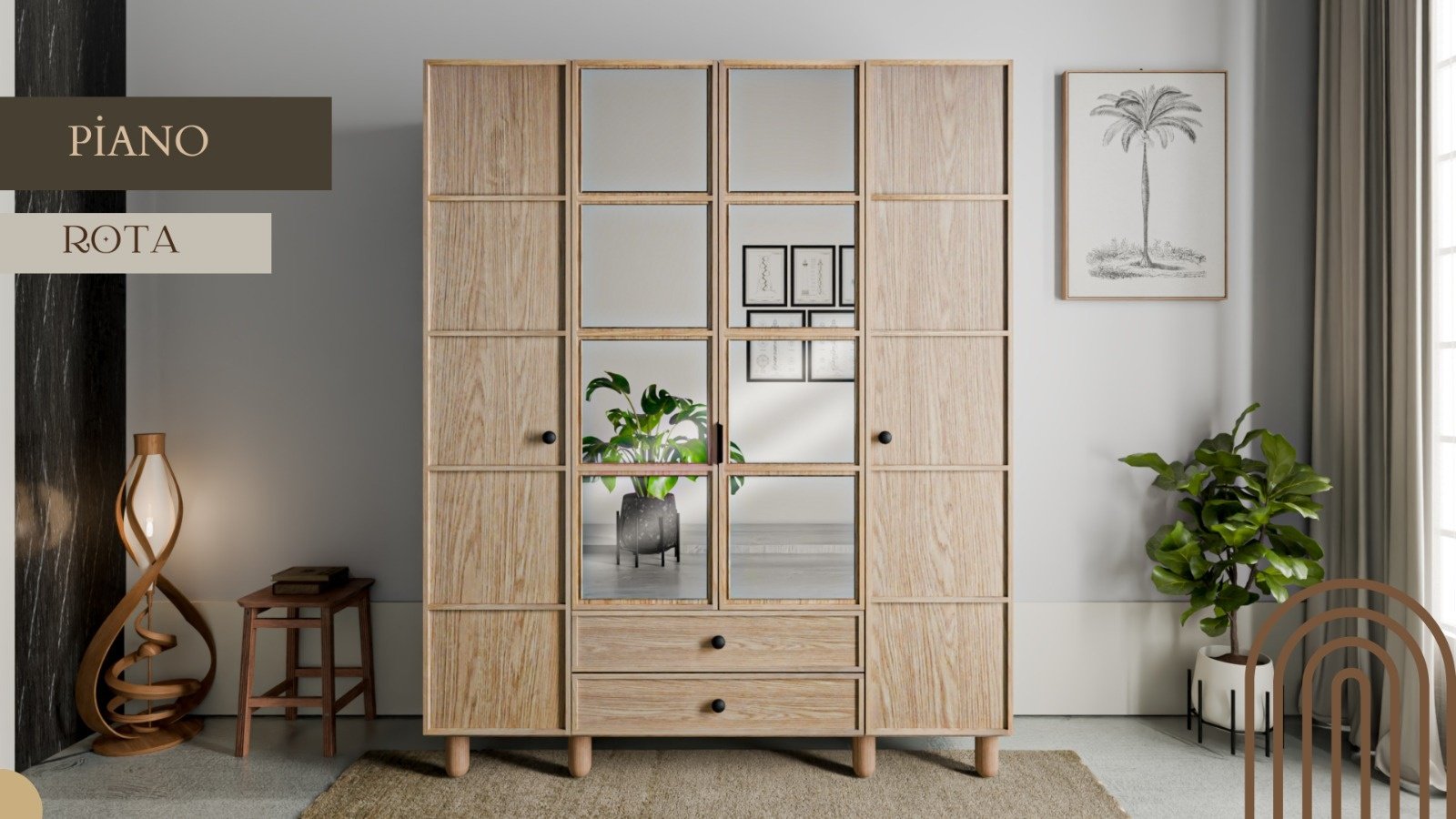 Piano 4 Kapaklı Dolap Rota