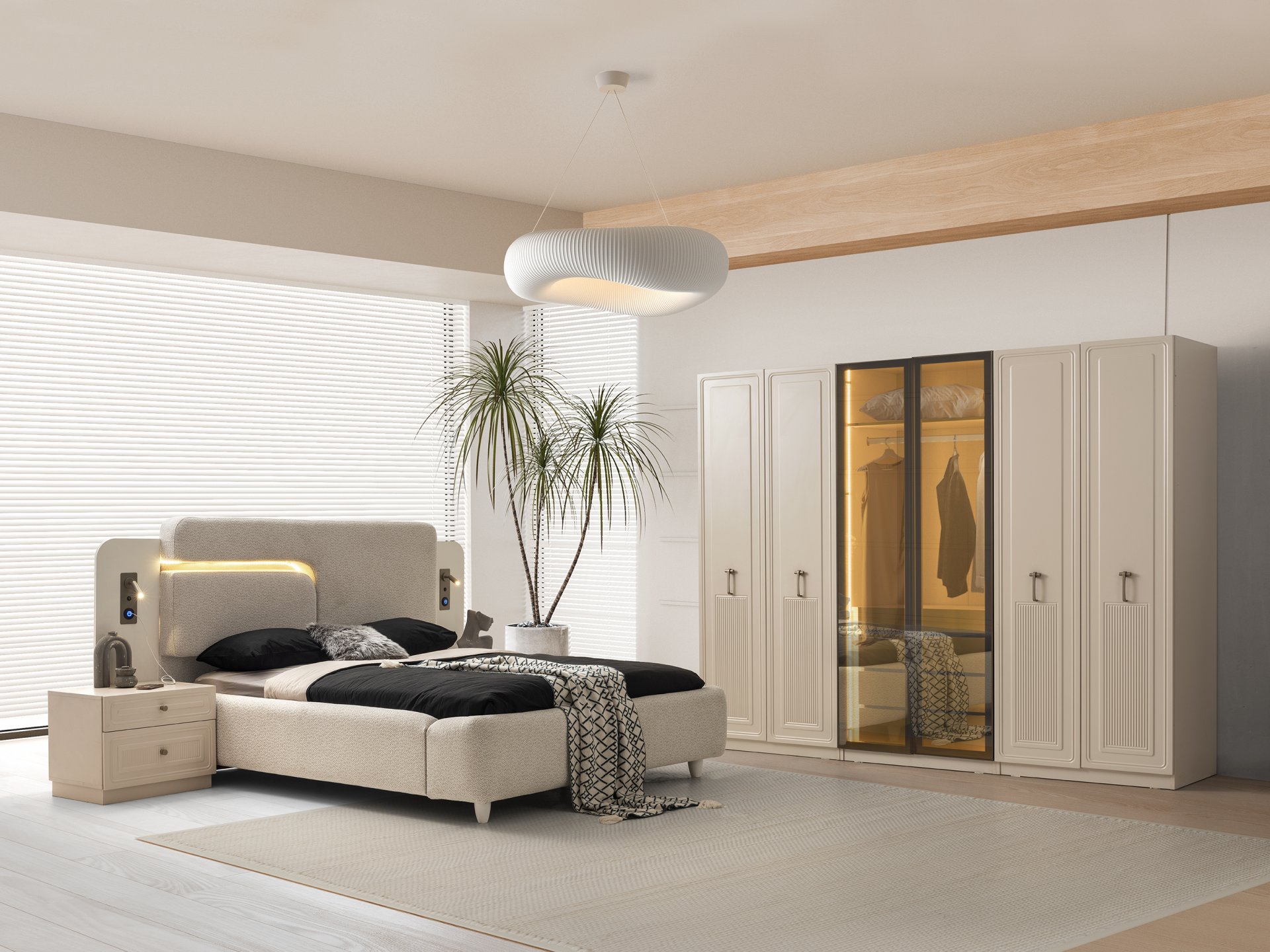 Tesla Yatak Odası + Yatak Baza Dahil