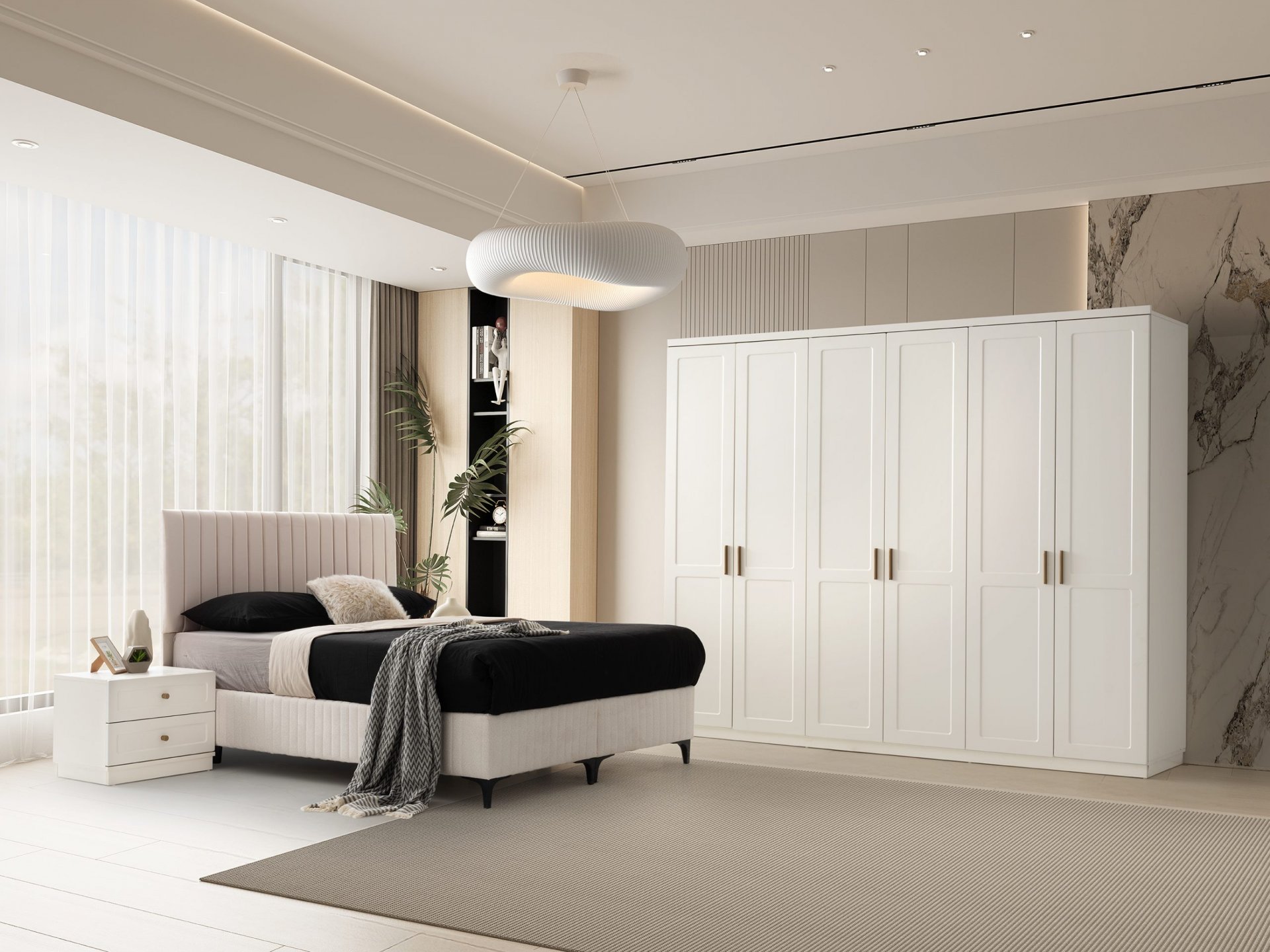 New Line Yatak Odası Baza + Yataş Puffy Yatak Dahil