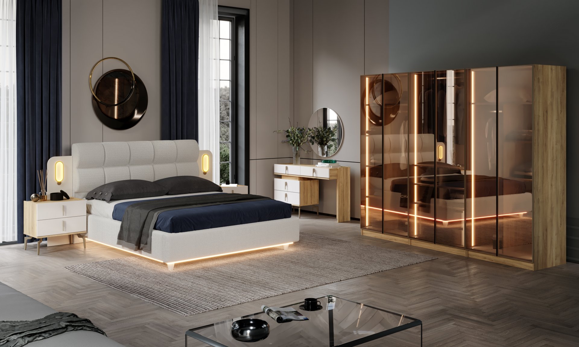 Beyoğlu Yatak Odası Baza + Yataş Puffy Yatak Dahil