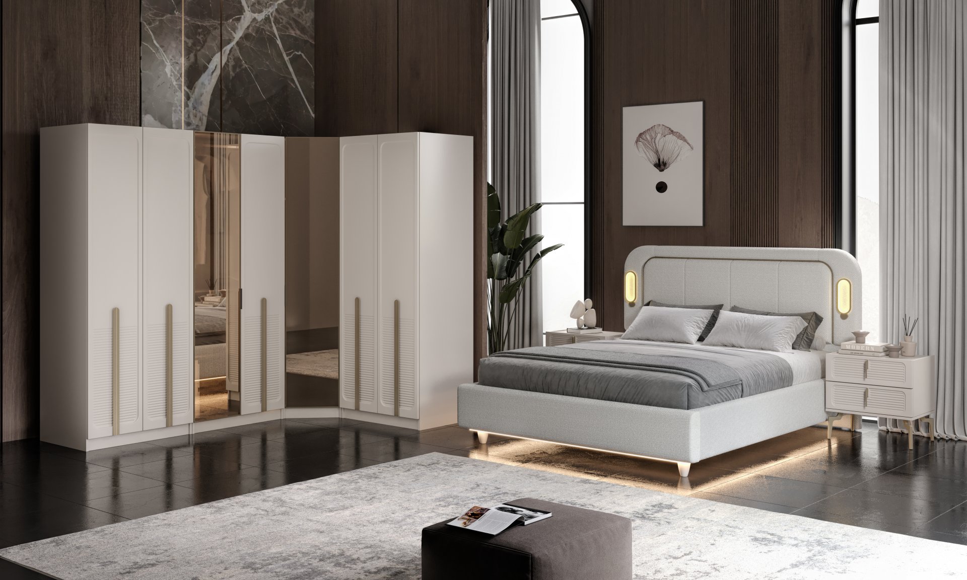 Gölge Köşe Yatak Odası + Yatak Baza Dahil